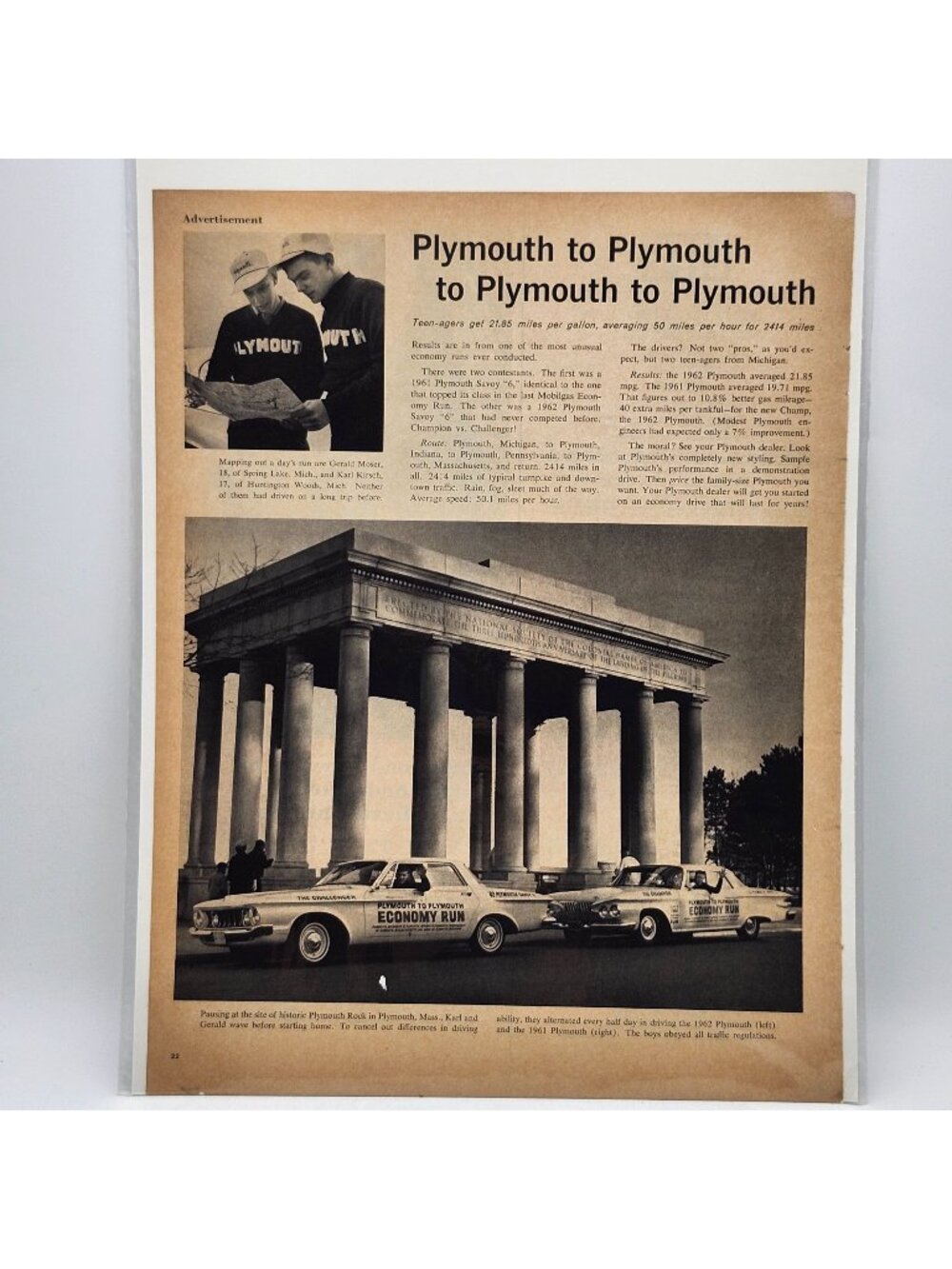 Vintage 1962 Plymouth Savoy 6 Economy Run Magazine Print Ad Dodge Chrysler